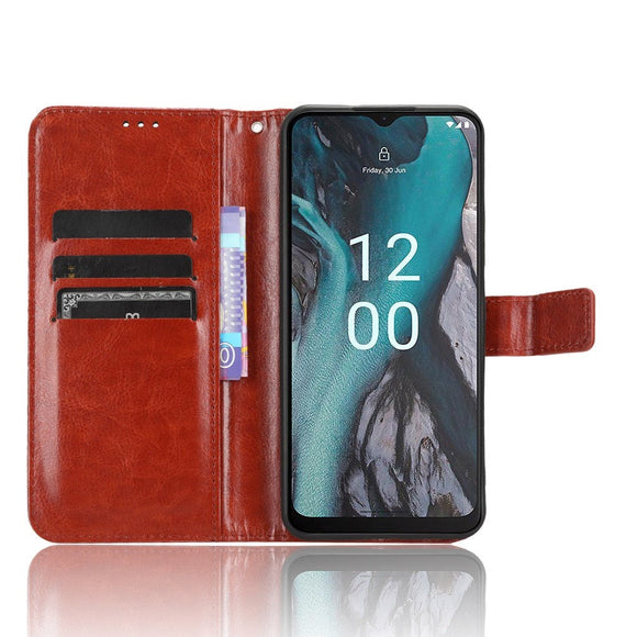 Nokia C22 Læder Cover m. Pung og Strop - Brun