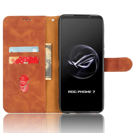Asus ROG Phone 7 Kunstlæder Cover m. Pung & Strop - Brun