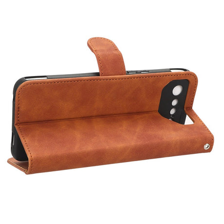 Asus ROG Phone 7 Kunstlæder Cover m. Pung & Strop - Brun