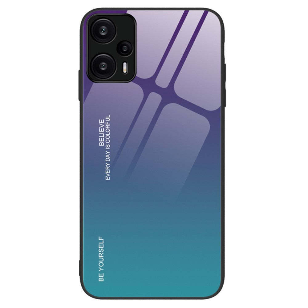 Xiaomi Poco F5 Cover m. Glas Bagside - Lilla / Blå