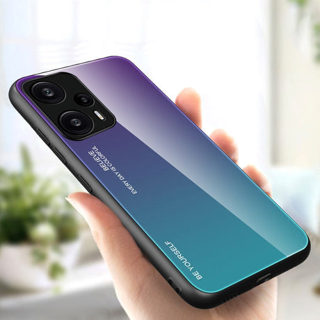 Xiaomi Poco F5 Cover m. Glas Bagside - Lilla / Blå