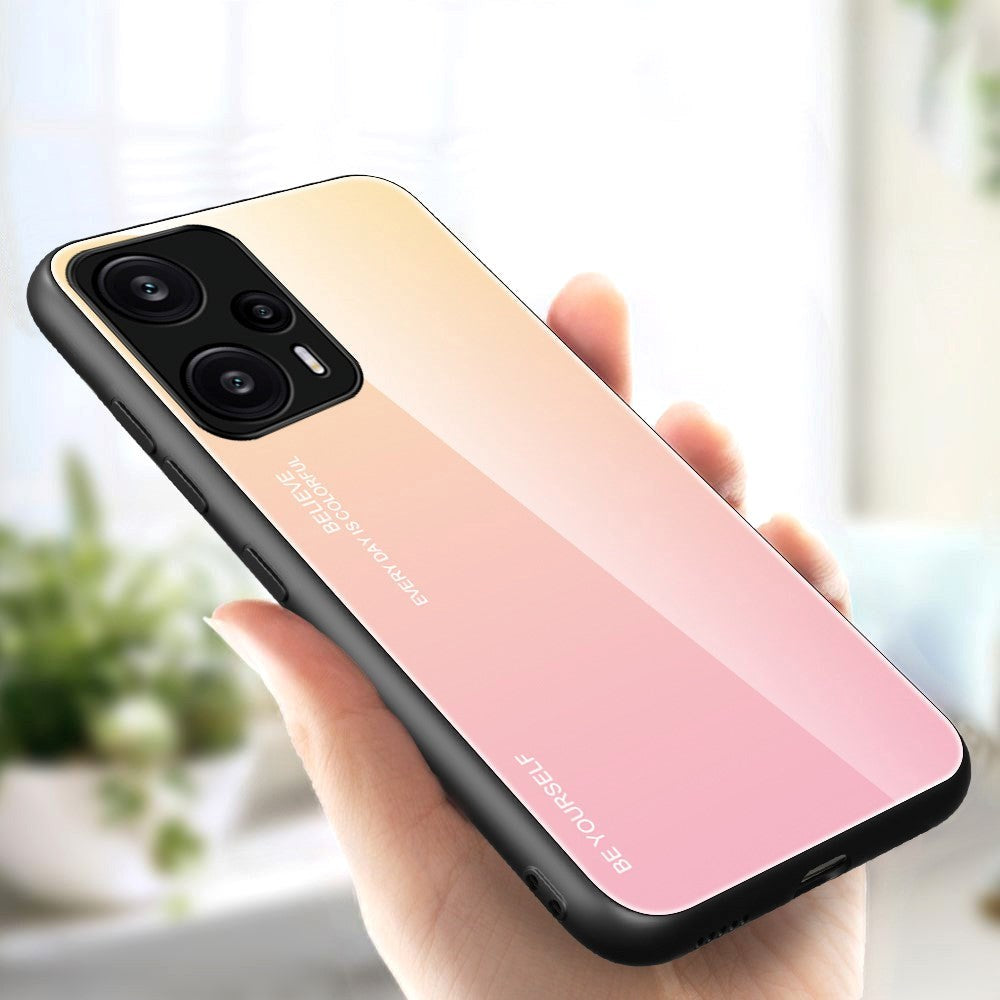 Xiaomi Poco F5 Cover m. Glas Bagside - Lyserød