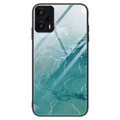 Xiaomi Poco F5 Plastik Cover m. Glasbagside - Turkis Marmor