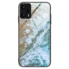 Xiaomi Poco F5 Plastik Cover m. Glasbagside - Blå Marmor Mønster