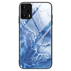 Xiaomi Poco F5 Plastik Cover m. Glasbagside - Blå Marmor