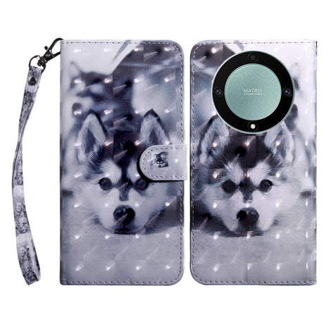 Honor Magic5 Lite Light Spot Læder Flip Cover - Hund