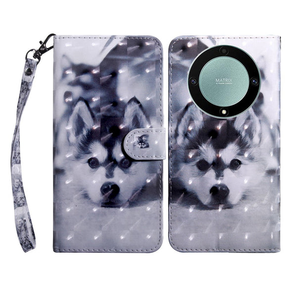 Honor Magic5 Lite Light Spot Læder Flip Cover - Hund