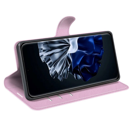 Huawei P60 Pro Litchi Læder Cover m. Pung - Lyserød