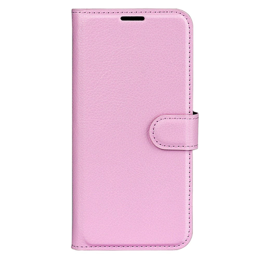Huawei P60 Pro Litchi Læder Cover m. Pung - Lyserød