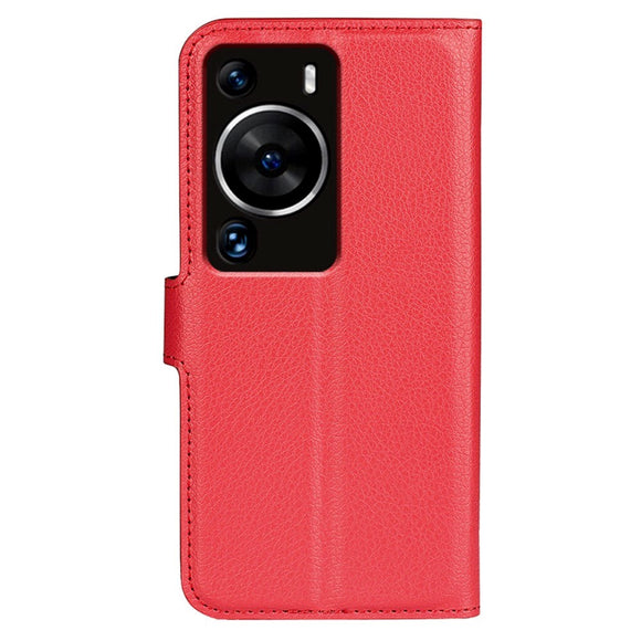 Huawei P60 Pro Litchi Læder Cover m. Pung - Rød