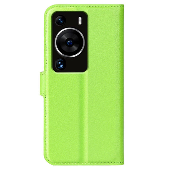 Huawei P60 Pro Litchi Læder Cover m. Pung - Grøn