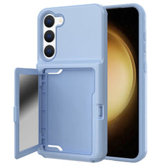 Samsung Galaxy S23 Hybrid Håndværker Cover m. Kortholder & Indbygget Spejl - Blå