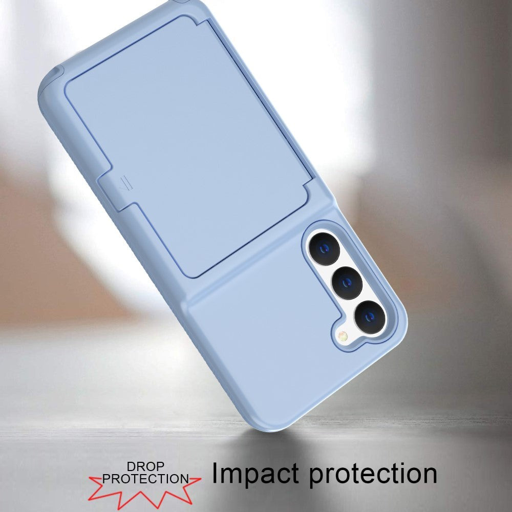 Samsung Galaxy S23 Hybrid Håndværker Cover m. Kortholder & Indbygget Spejl - Blå
