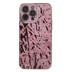 iPhone 14 Pro Skinnende Fleksibel Plastik Cover - Bølget Design - Rose Gold