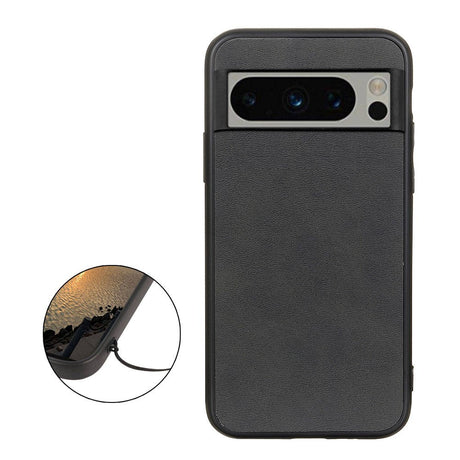 Google Pixel 8 Pro Læderbelagt Plastik Cover - Sort