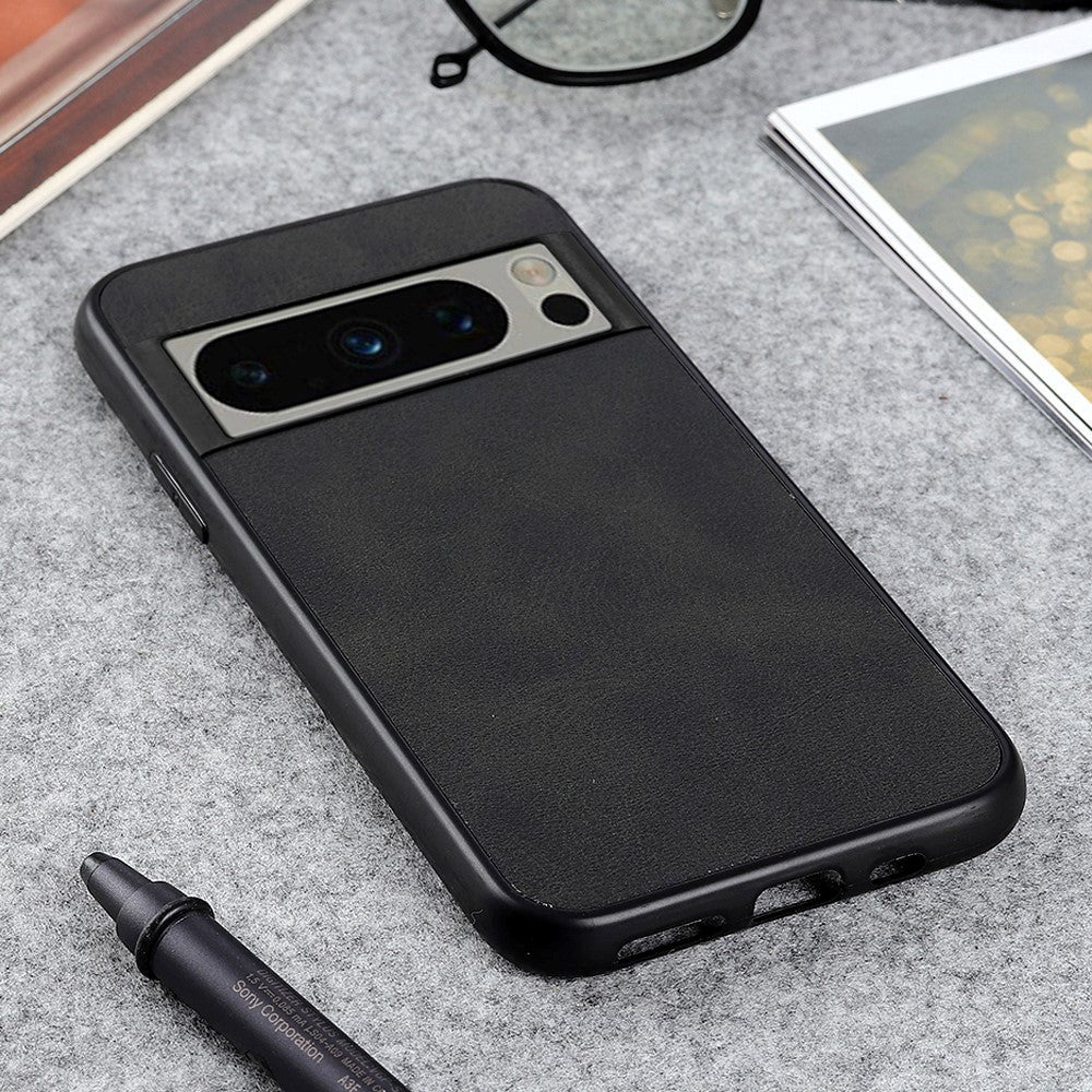 Google Pixel 8 Pro Læderbelagt Plastik Cover - Sort