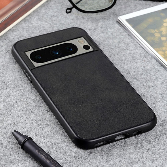 Google Pixel 8 Pro Læderbelagt Plastik Cover - Sort