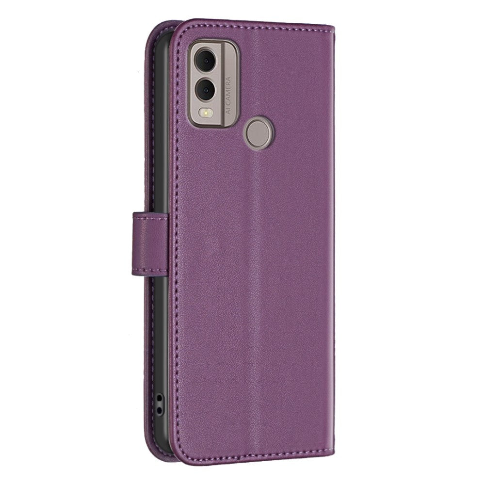Nokia C22 Læder Cover m. Pung og Ståfunktion - Mørk Lilla