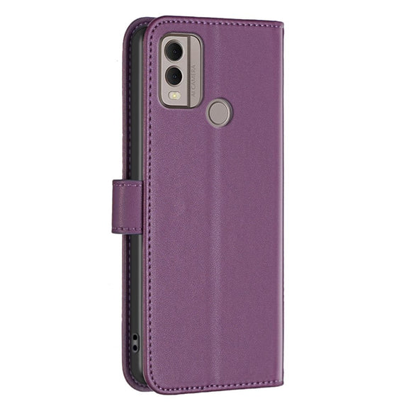 Nokia C22 Læder Cover m. Pung og Ståfunktion - Mørk Lilla