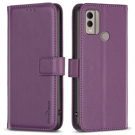 Nokia C22 Læder Cover m. Pung og Ståfunktion - Mørk Lilla