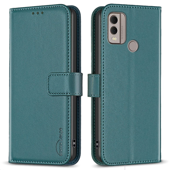 Nokia C22 Læder Cover m. Pung og Ståfunktion - Grøn