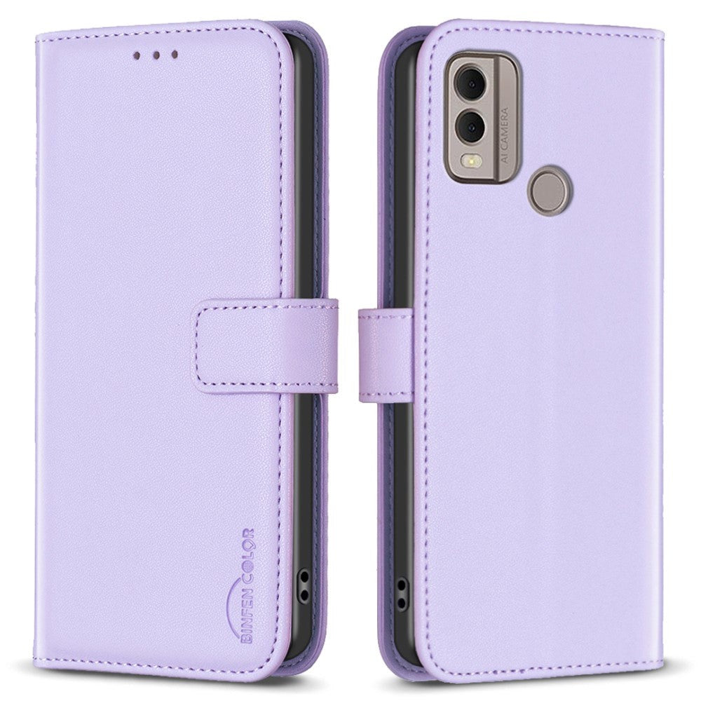 Nokia C22 Læder Cover m. Pung og Ståfunktion - Lilla