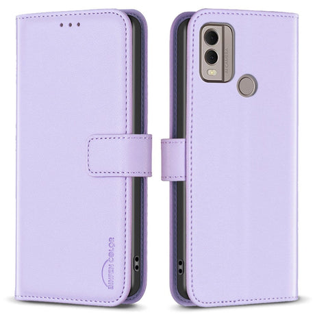 Nokia C22 Læder Cover m. Pung og Ståfunktion - Lilla