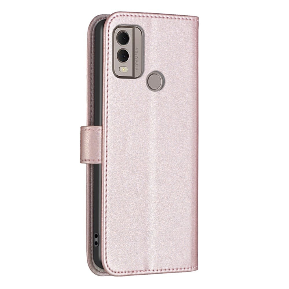 Nokia C22 Læder Cover m. Pung og Ståfunktion - Rose Gold