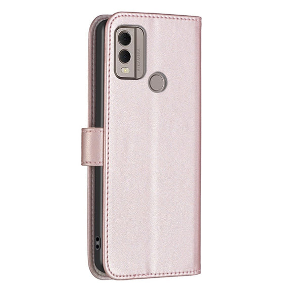 Nokia C22 Læder Cover m. Pung og Ståfunktion - Rose Gold