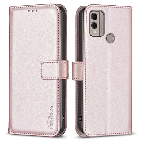 Nokia C22 Læder Cover m. Pung og Ståfunktion - Rose Gold