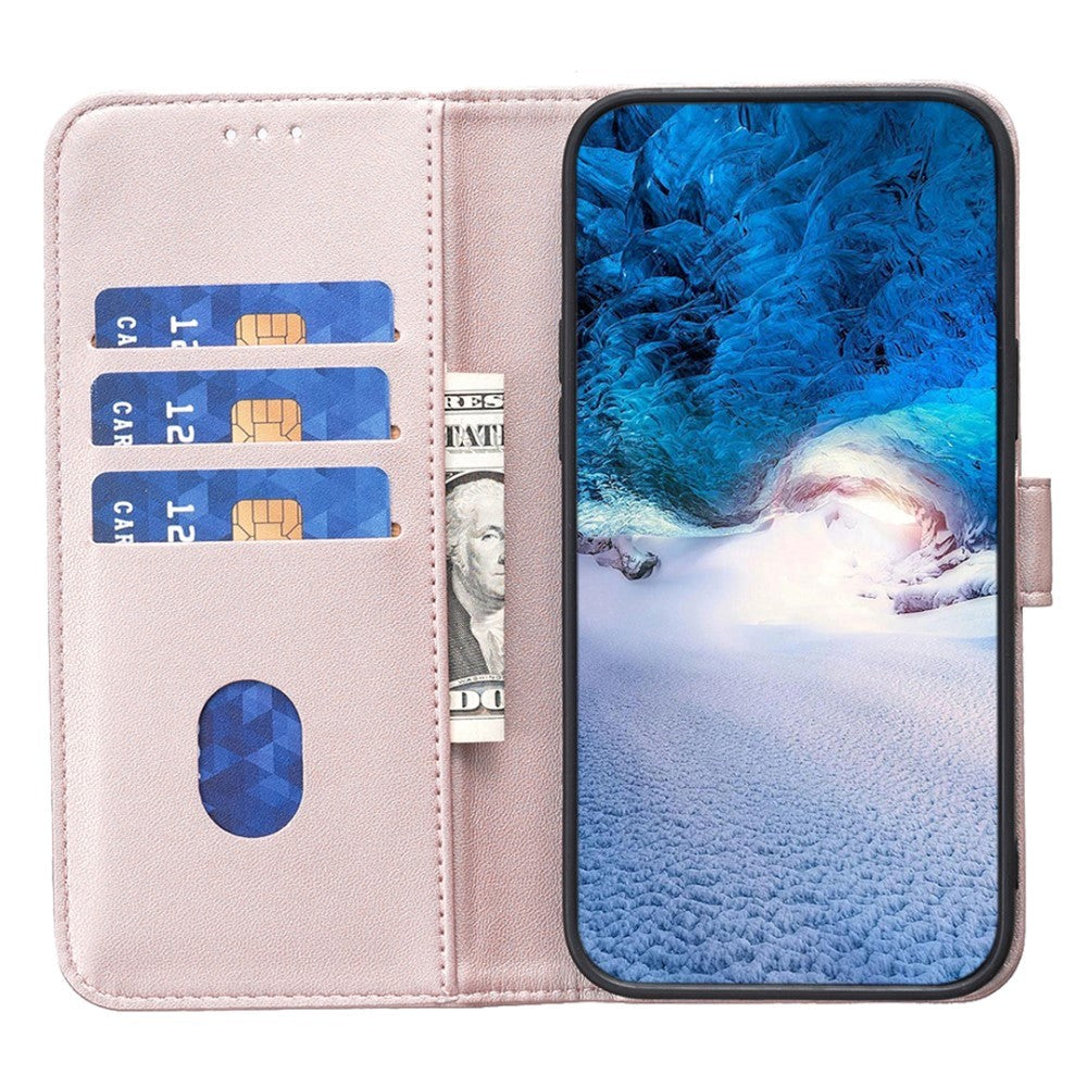 Nokia C22 Læder Cover m. Pung og Ståfunktion - Rose Gold
