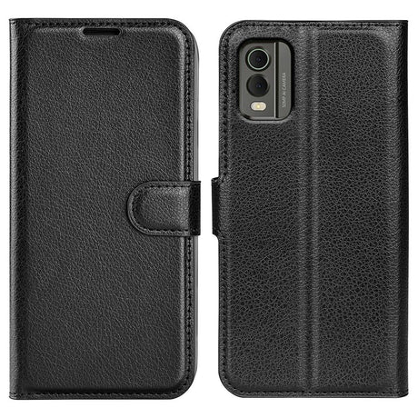 EIDERWOOD Nokia C32 Kunstlæder Flip Cover m. Kortholder & Ståfunktion - Sort