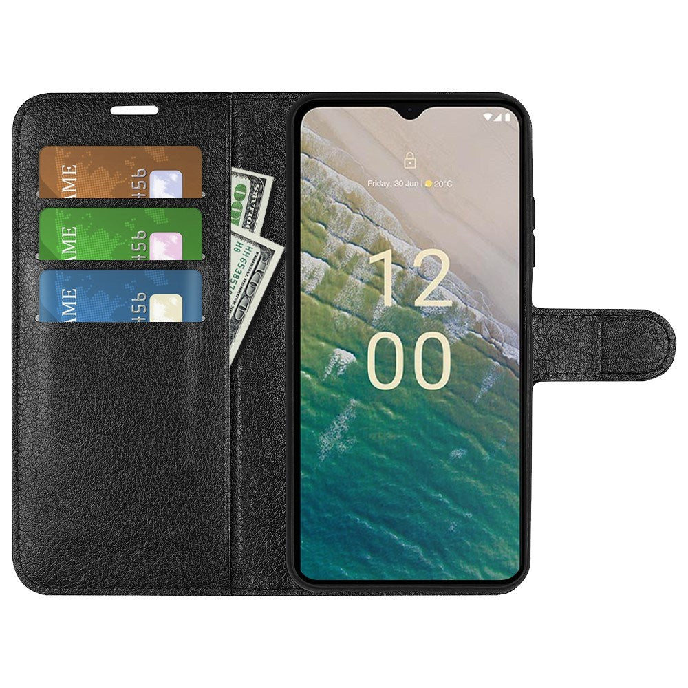 EIDERWOOD Nokia C32 Kunstlæder Flip Cover m. Kortholder & Ståfunktion - Sort