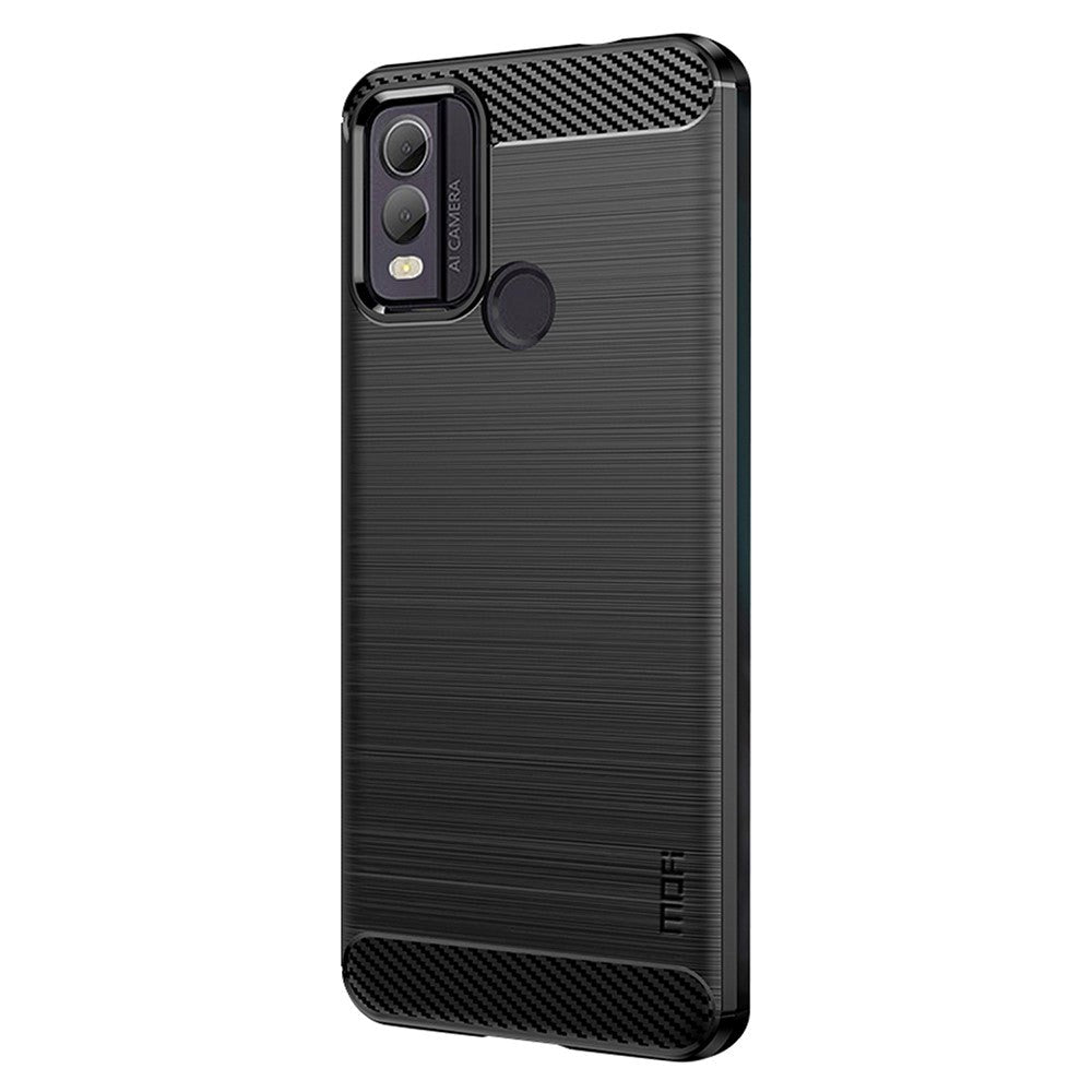 Nokia C22 Mofi Brushed Carbon Fiber Fleksibelt Plastik Cover - Sort