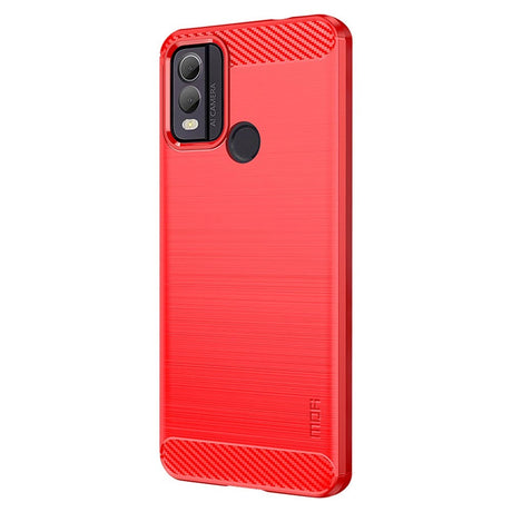 Nokia C22 Mofi Brushed Carbon Fiber Fleksibelt Plastik Cover - Rød