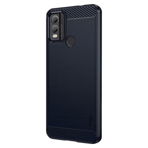 Nokia C22 Mofi Brushed Carbon Fiber Fleksibelt Plastik Cover - Blå