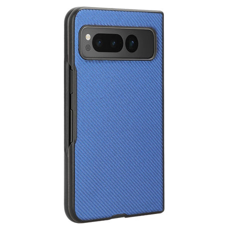 Google Pixel Fold Carbon Fiber Læderbetrukket Cover - Blå