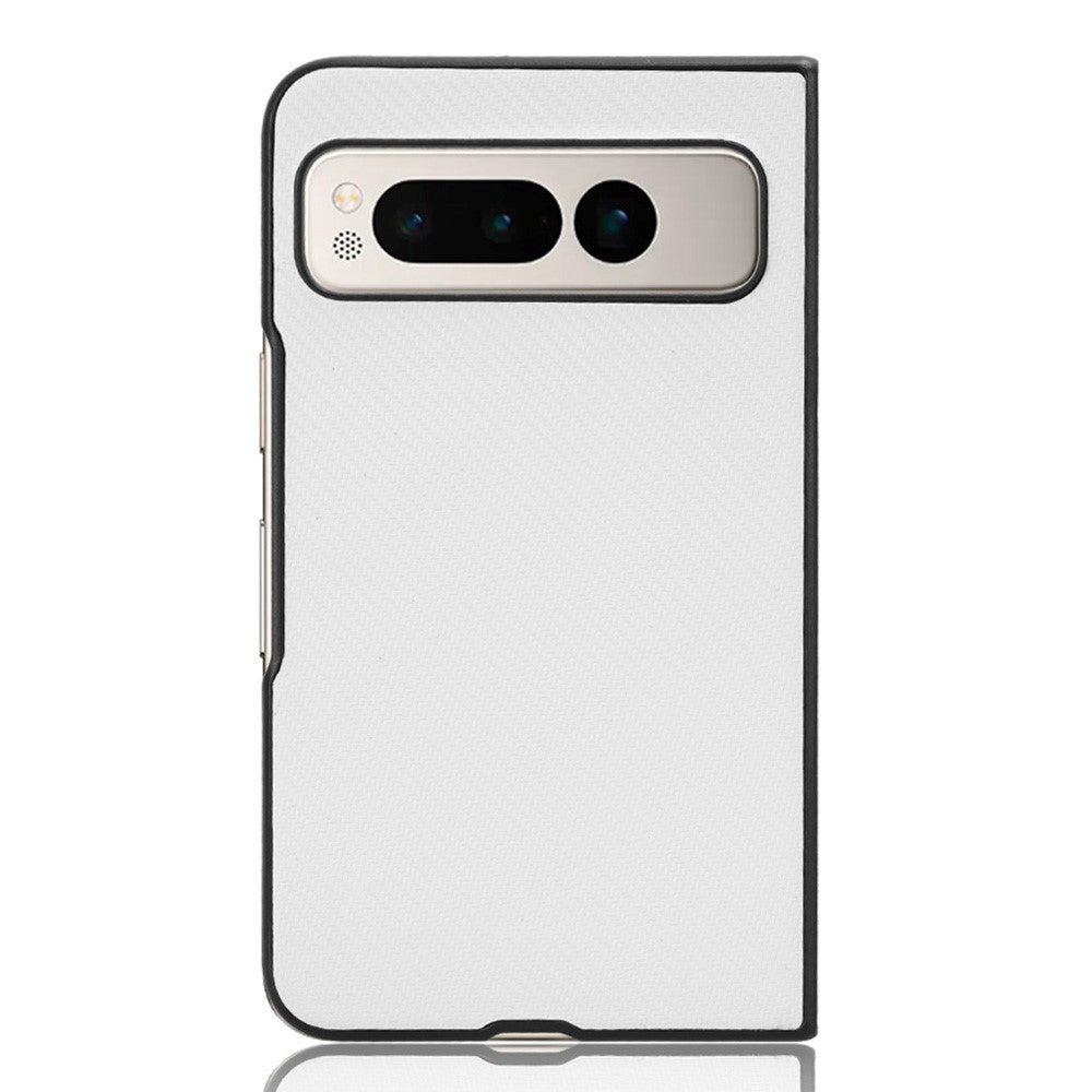 Google Pixel Fold Carbon Fiber Læderbetrukket Cover - Hvid