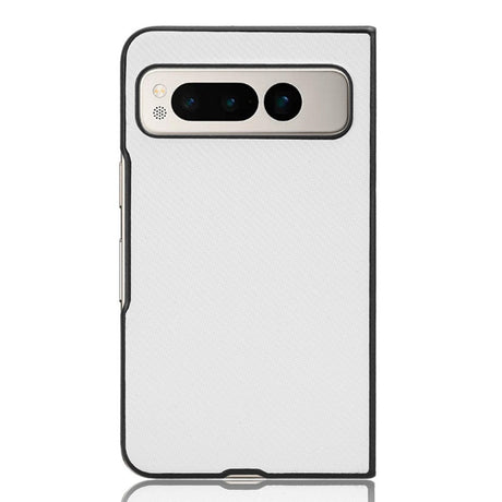 Google Pixel Fold Carbon Fiber Læderbetrukket Cover - Hvid