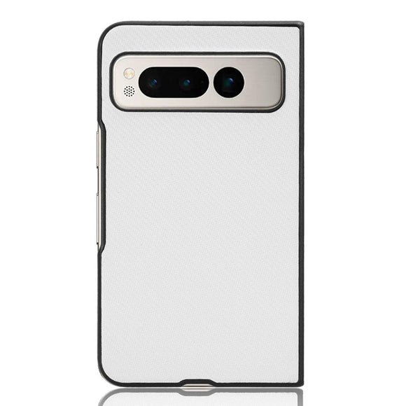 Google Pixel Fold Carbon Fiber Læderbetrukket Cover - Hvid
