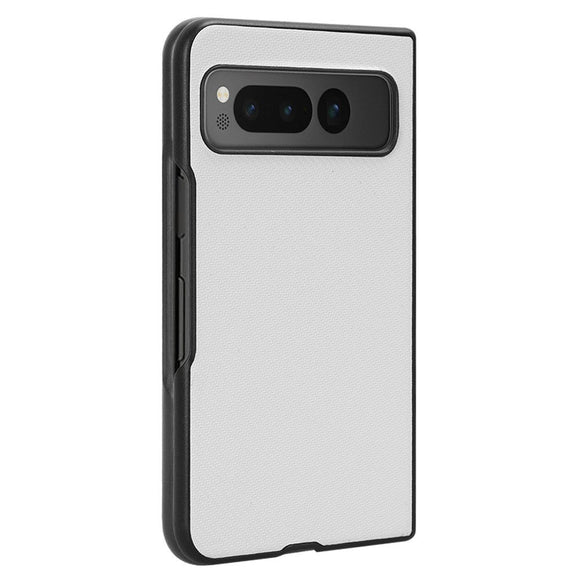 Google Pixel Fold Carbon Fiber Læderbetrukket Cover - Hvid