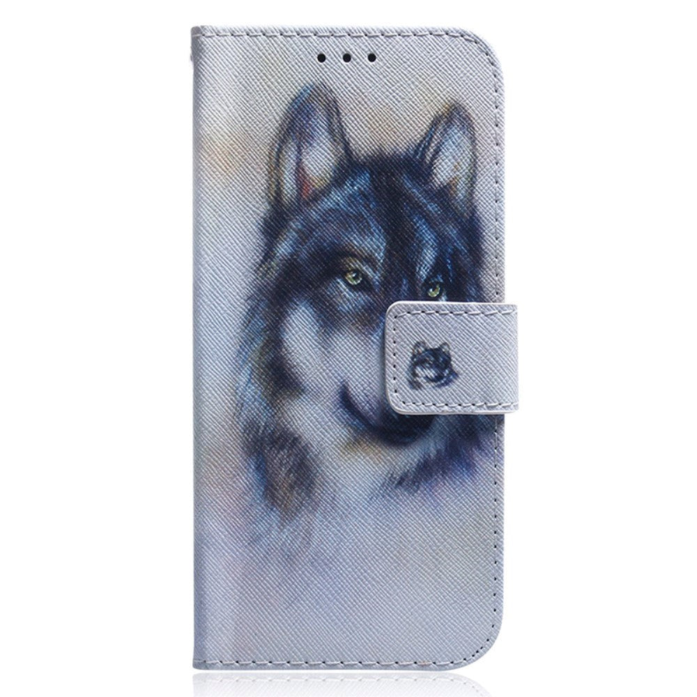 Nokia C22 Læder Cover m. Pung & Print - Ulv