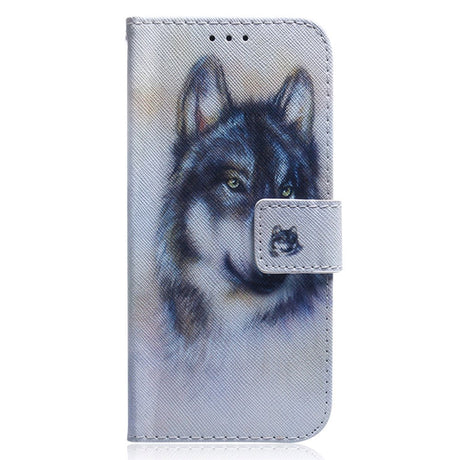 Nokia C22 Læder Cover m. Pung & Print - Ulv