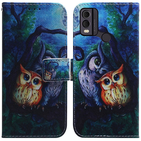 Nokia C22 Læder Cover m. Pung & Print - To Ugler