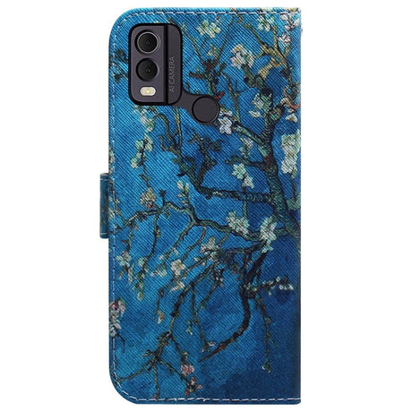 Nokia C22 Læder Cover m. Pung & Print - Træ