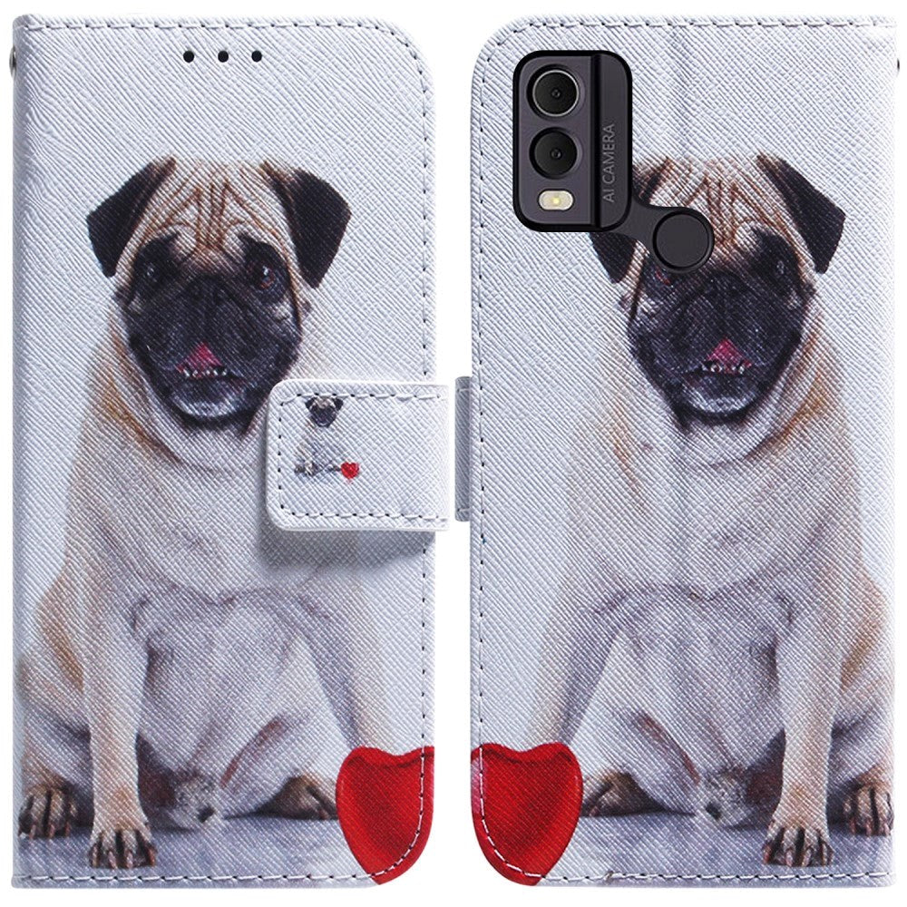 Nokia C22 Læder Cover m. Pung & Print - Hund