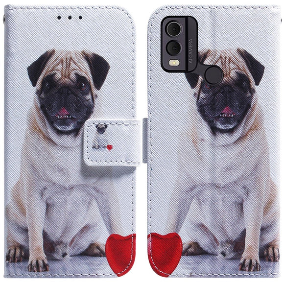 Nokia C22 Læder Cover m. Pung & Print - Hund