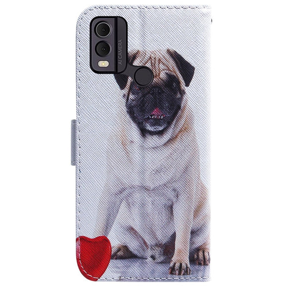 Nokia C22 Læder Cover m. Pung & Print - Hund