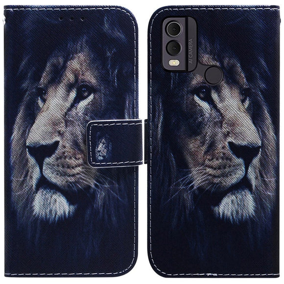 Nokia C22 Læder Cover m. Pung & Print - Løve