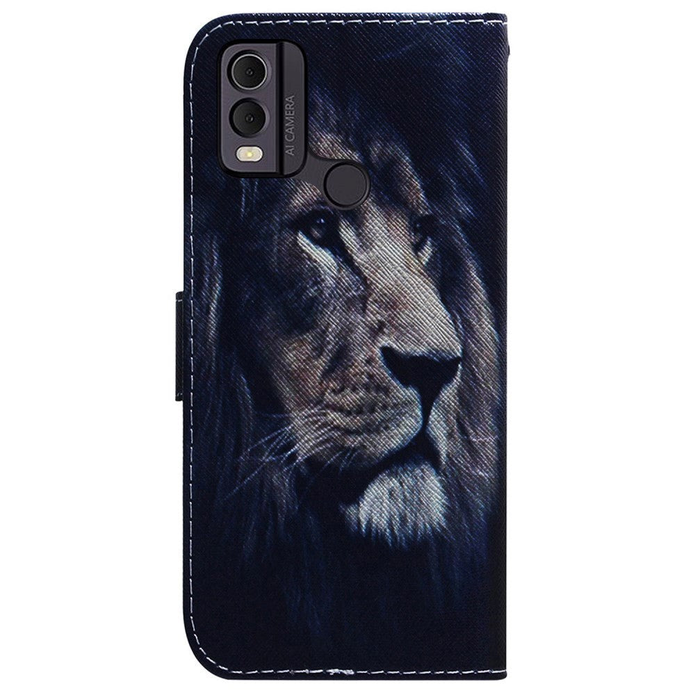 Nokia C22 Læder Cover m. Pung & Print - Løve